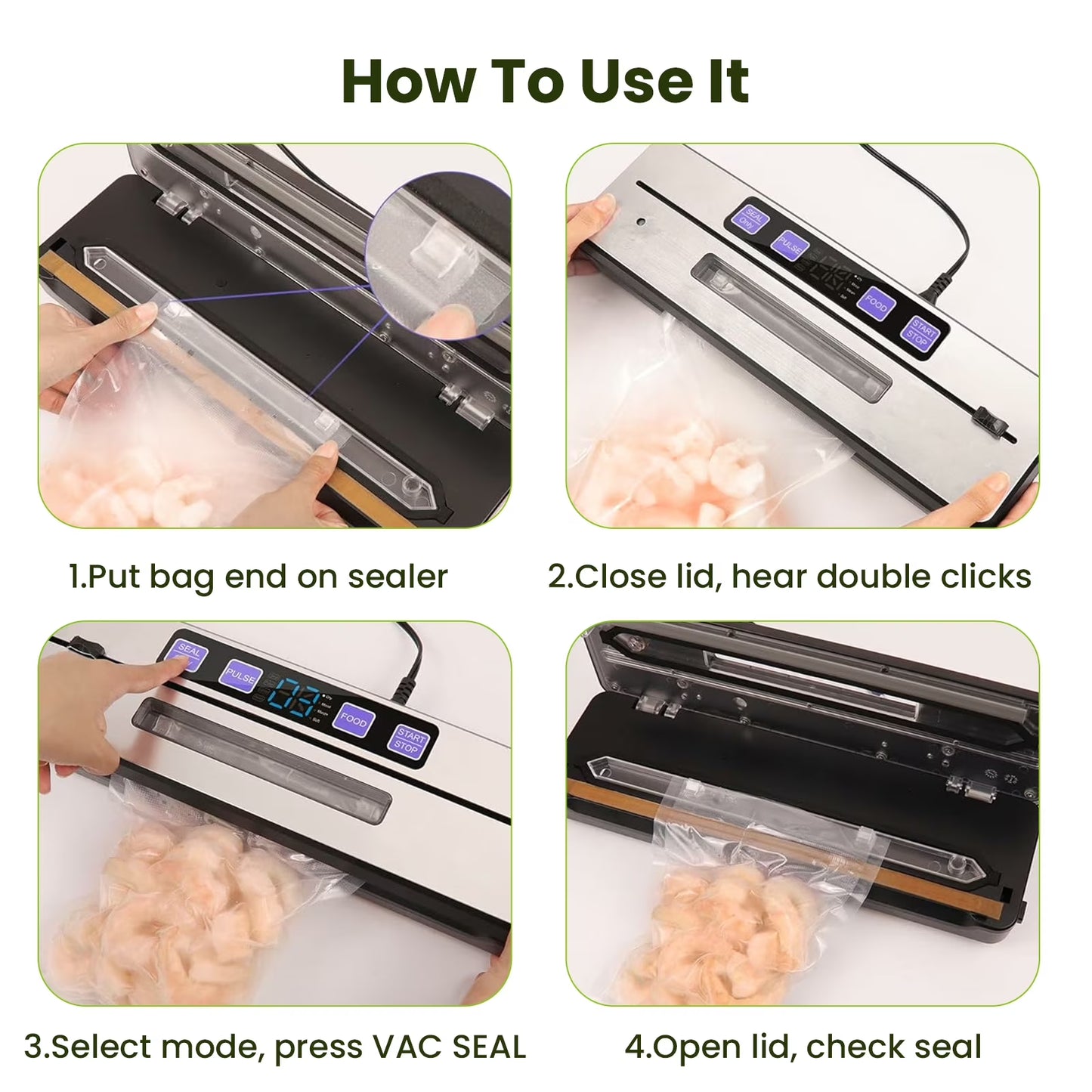 Open Box Food Vacuum Sealer Machine,7 Vacuum Modes with Build-In Cutter Digital Countdown Timer,External Suction Nozzle for Zipper Bags,Vacuum Boxes,Mason Jars