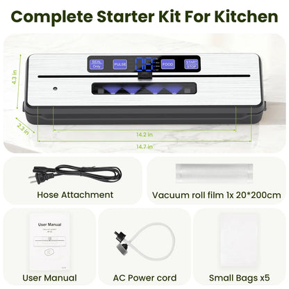 Open Box Food Vacuum Sealer Machine,7 Vacuum Modes with Build-In Cutter Digital Countdown Timer,External Suction Nozzle for Zipper Bags,Vacuum Boxes,Mason Jars