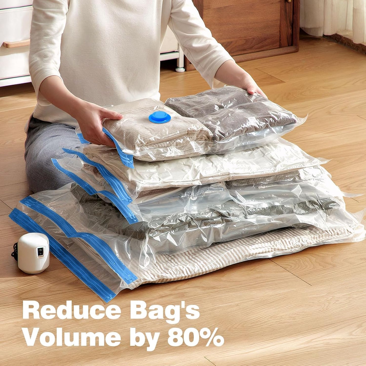10 Pack Travel Vacuum Storage Bags with Electric Pump, Vacuum Seal Bags for Clothing, Vacuum Sealer Bags for Luggage, Travel Essentials